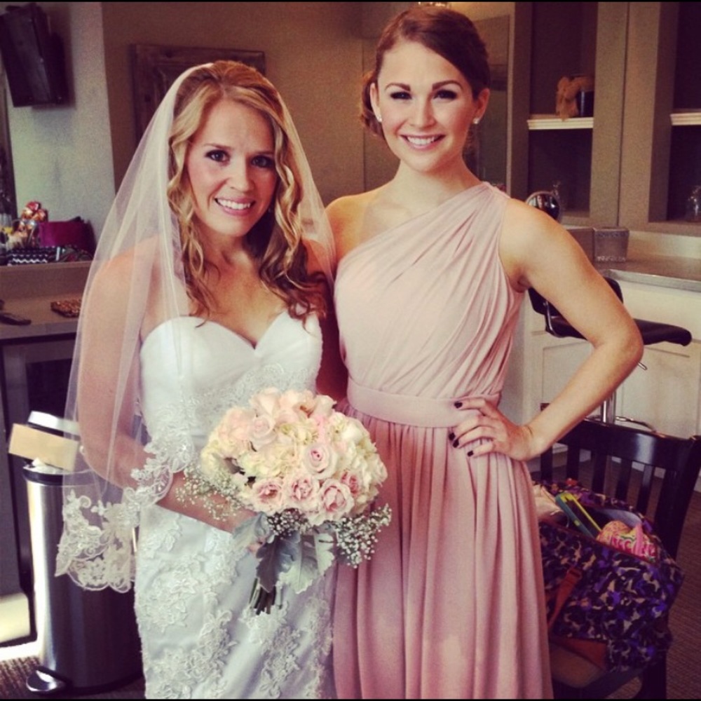 Blush color bridesmaids dress